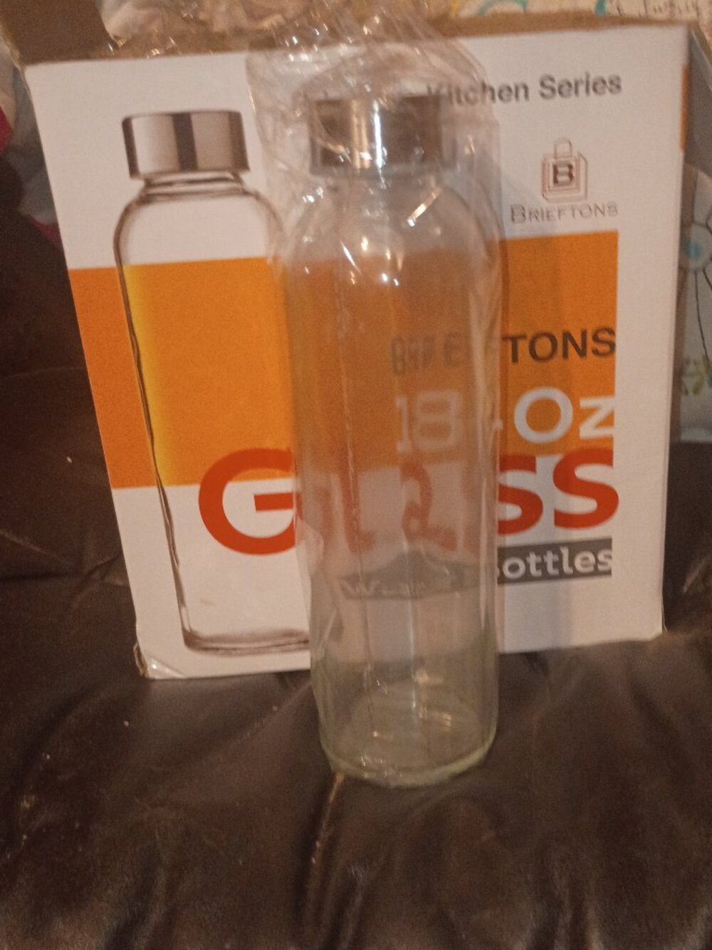 Brieftons 18oz Glass Water Bottles Set of 5 NWT